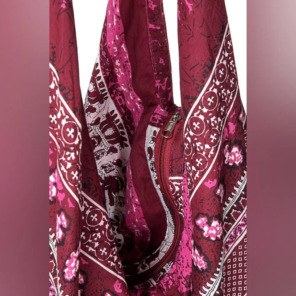 Boho Chic Beach Yoga Hobo Shoulder Bag - 100% Cotton - Bohemian Ethnic Inspired